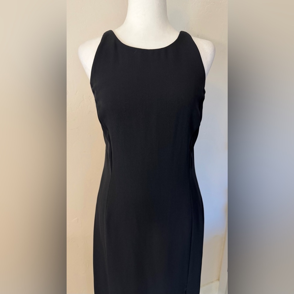 Vintage Ann Taylor Classic Black Midi Sheath Dress Size 10 - Picture 3 of 9